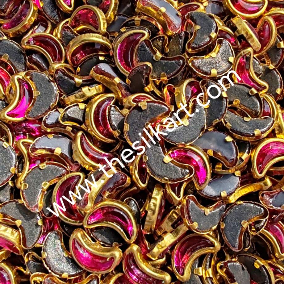 half moon dark pink glass