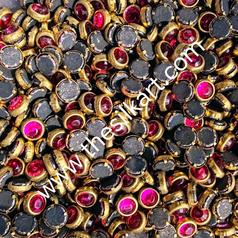 4mm round dark pink glass