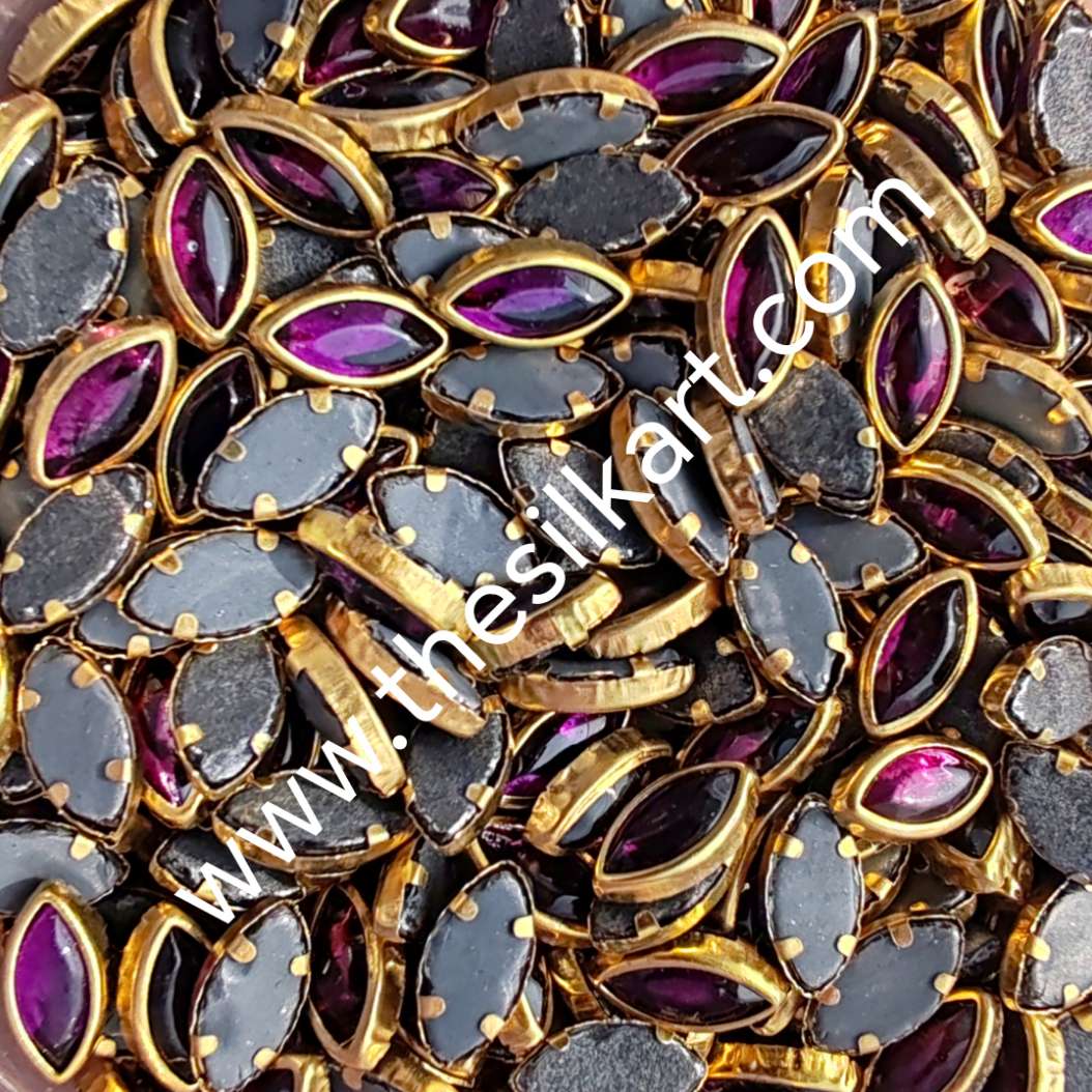 8k eye shape wine colour glass kundans