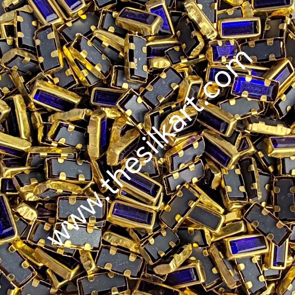 3*7 reactangle dark blue glossy kundans