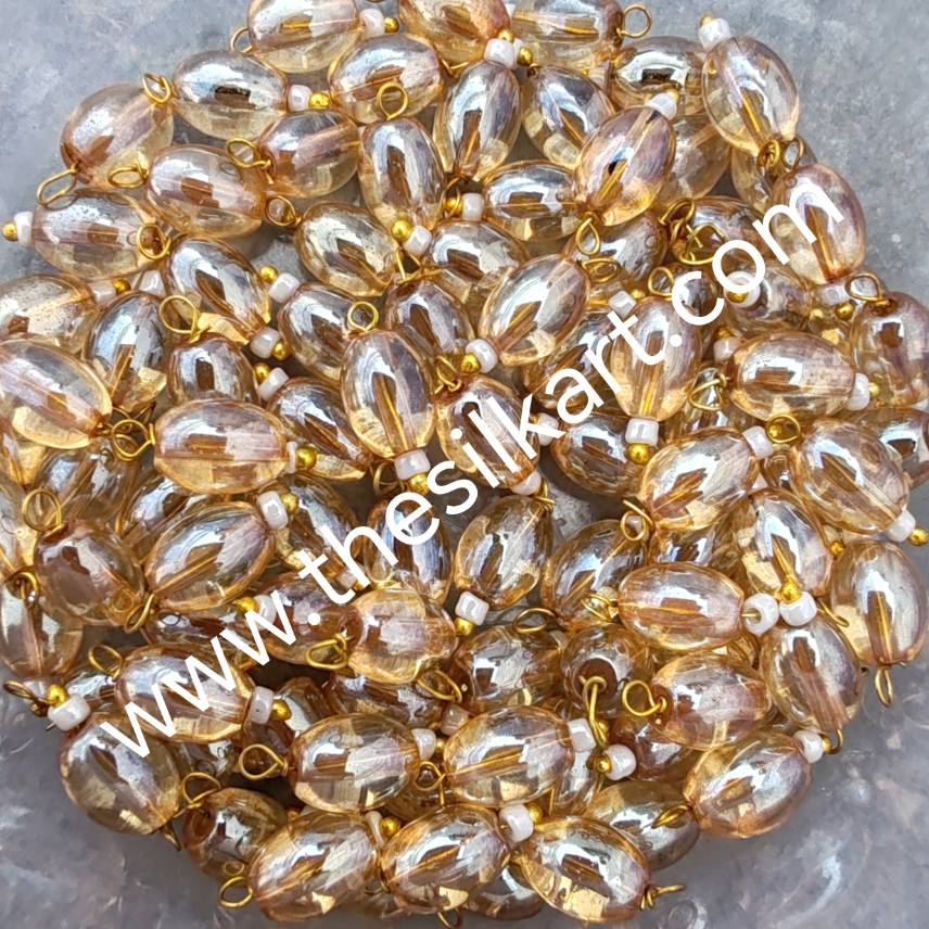 glass light gold colour hanging beads 