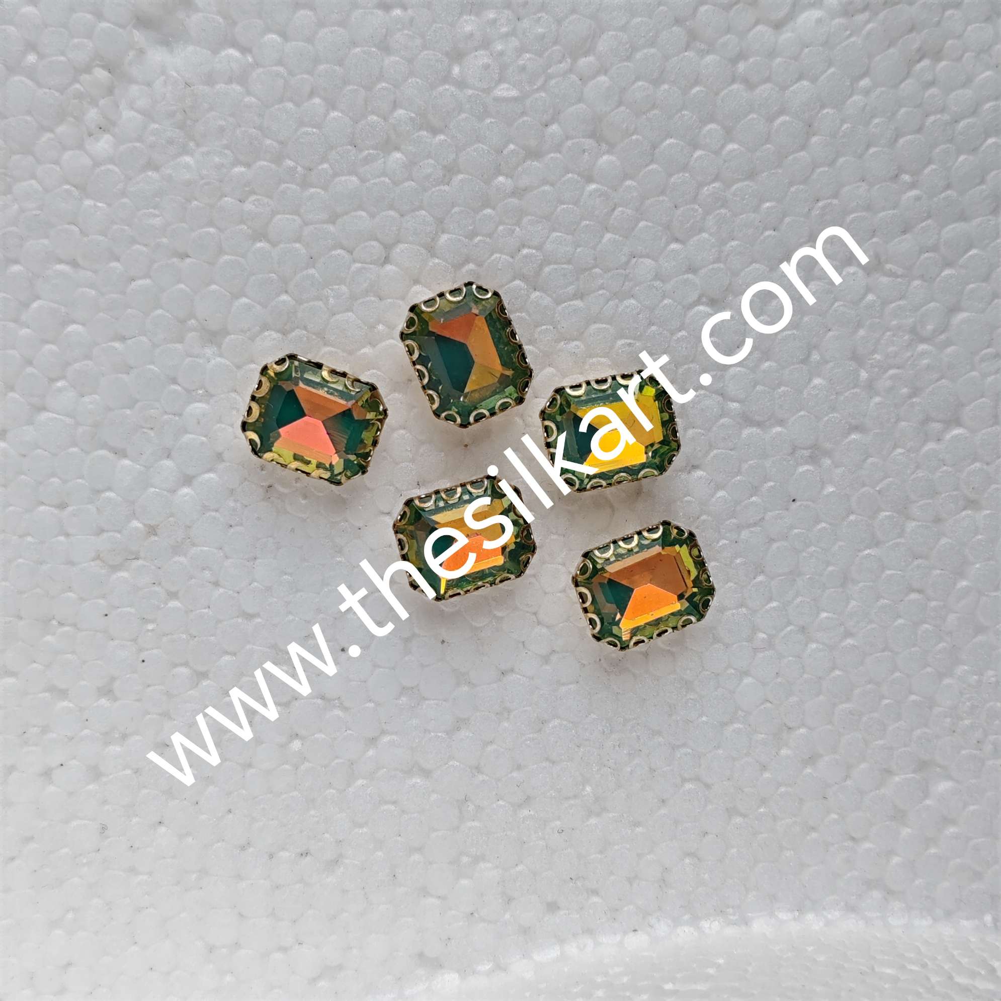 pestral green colour 10*8 size reactangle clipstones