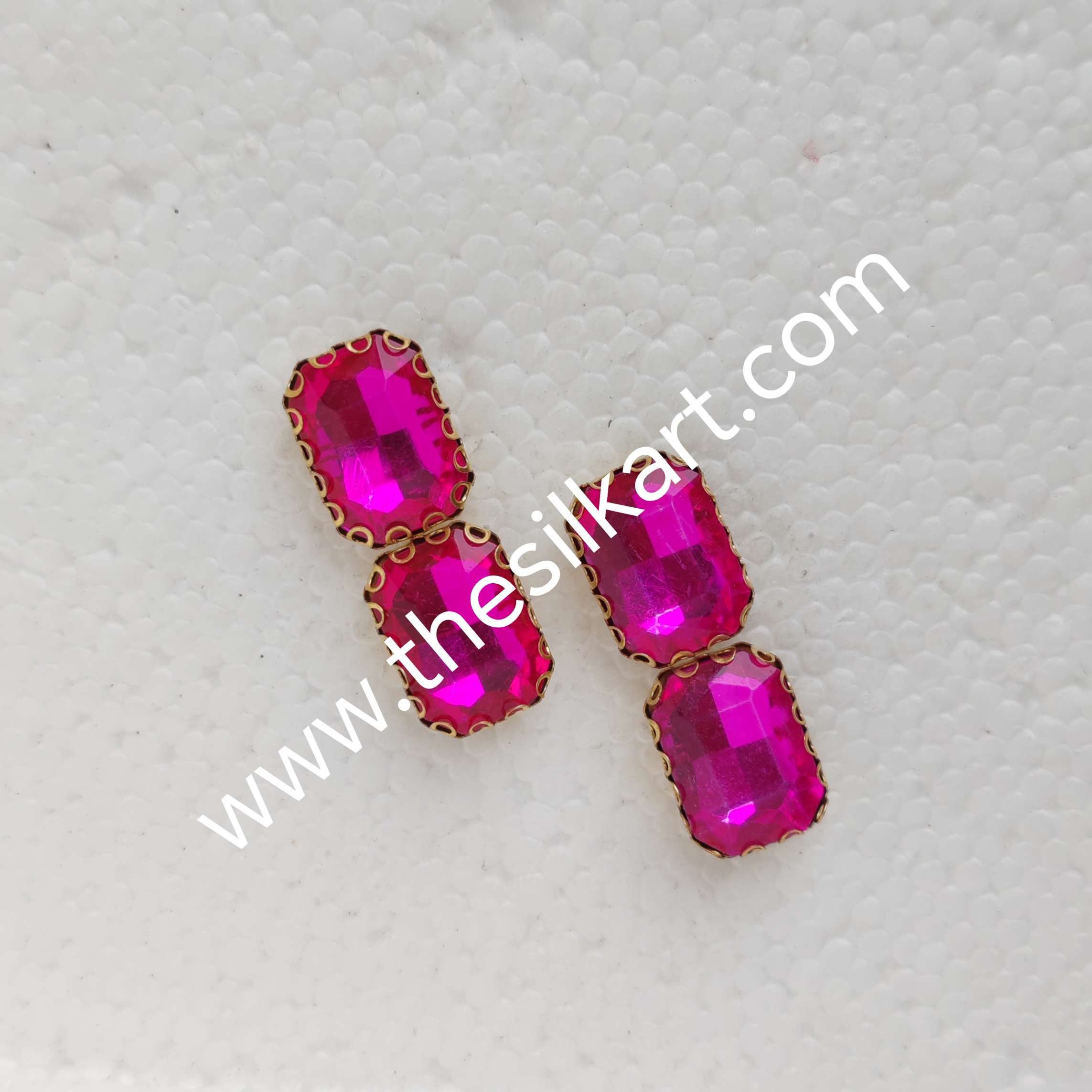 10*14 size dark pink reactangle clipstones