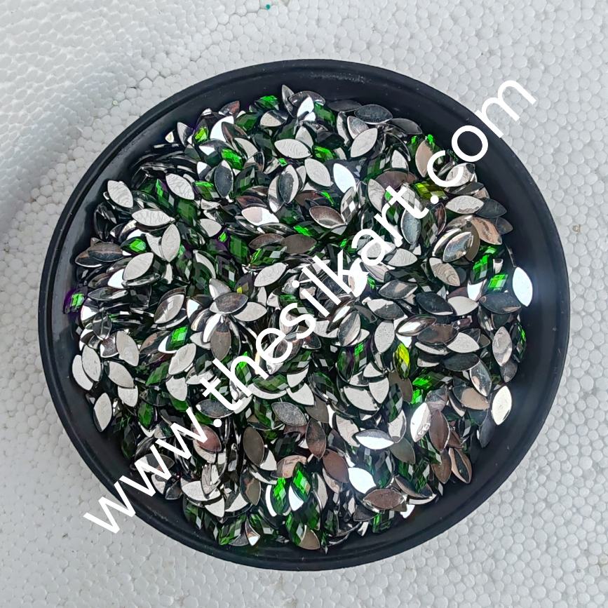 8*4 size eye shape dark green colour raindroup kundans