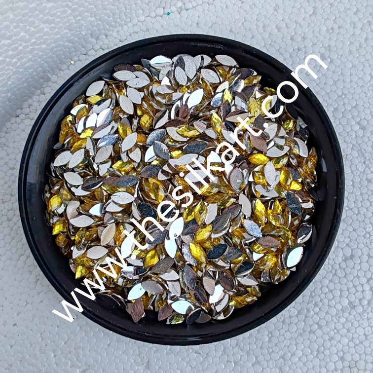 8*4 size eye shape light yellow colour raindroup kundans