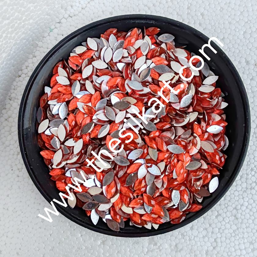 8*4 size eye shape orange colour raindroup kundans