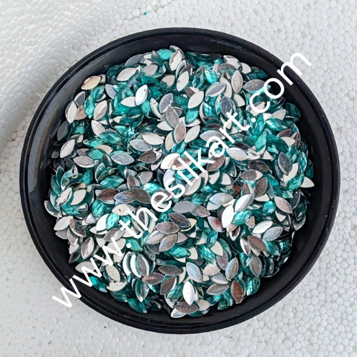 8*4 size eye shape peacock blue colour raindroup kundans