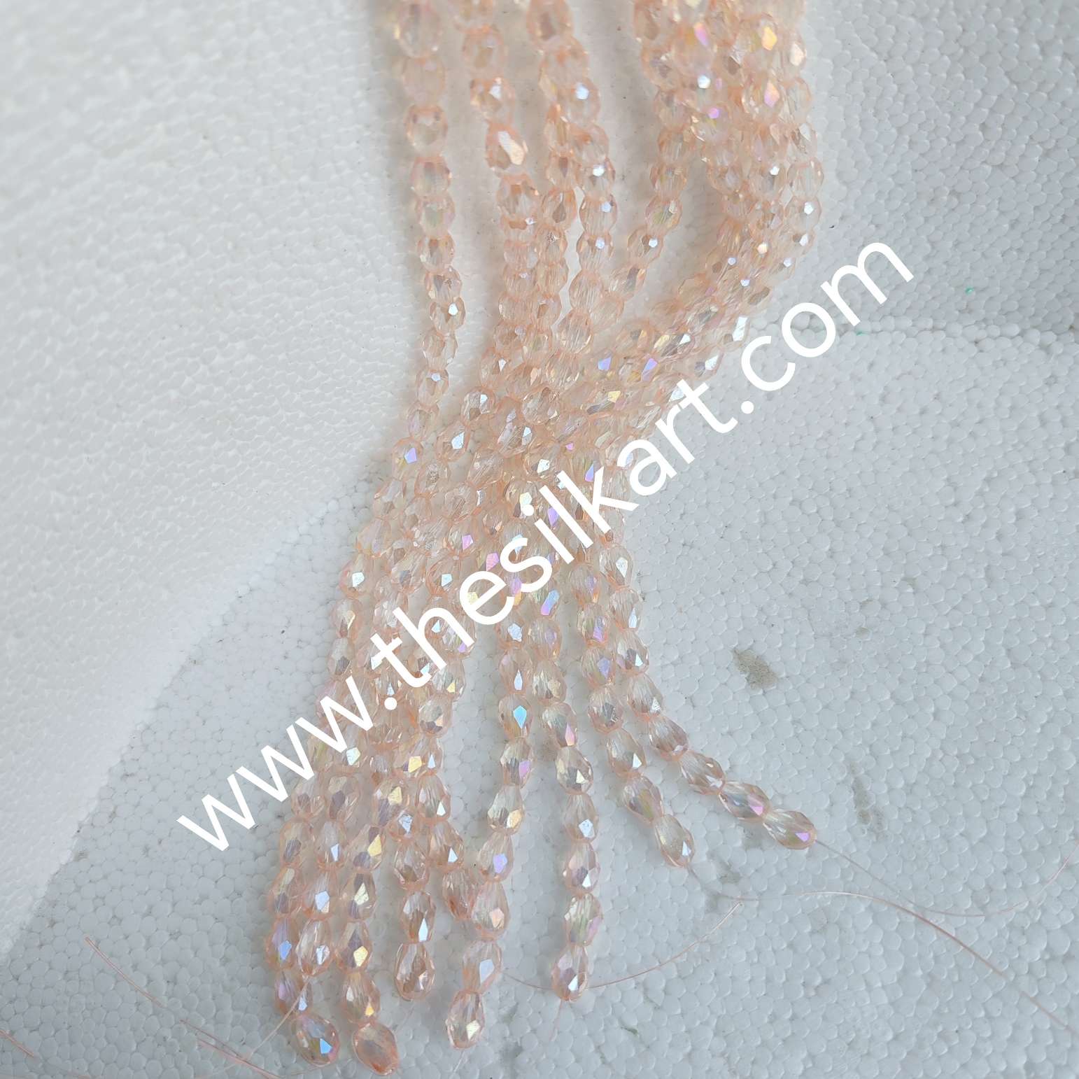 droup shape crystal beads-half white