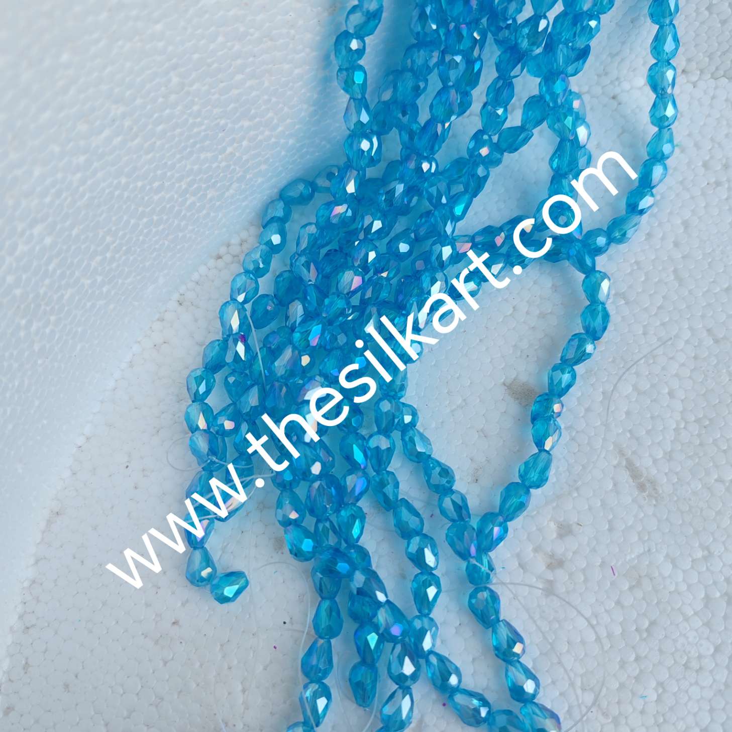 droup shape crystal beads-skyblue