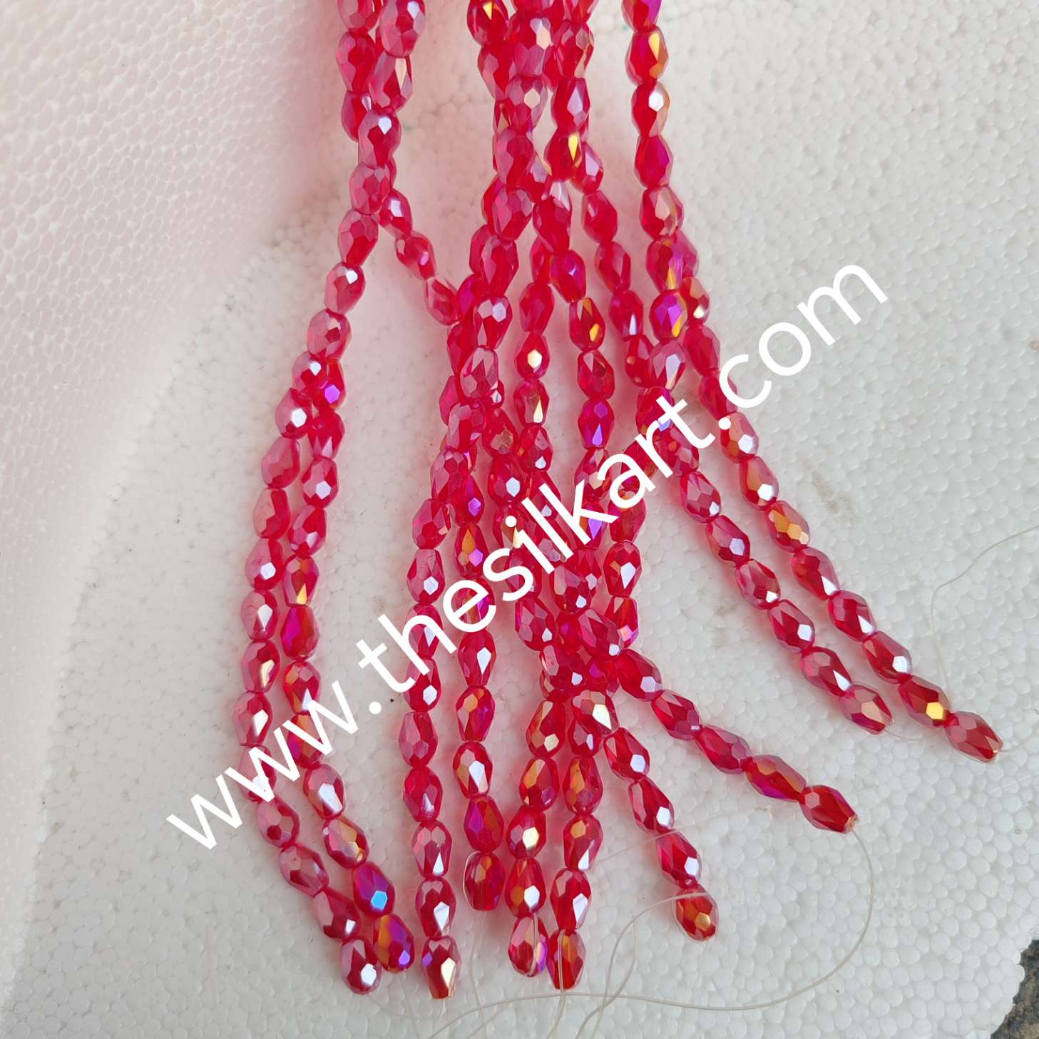 droup shape crystal beads-tomato red