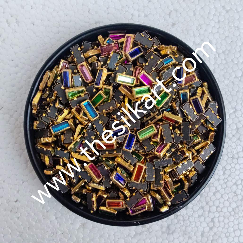 multicolour kundans-Reactangle shape