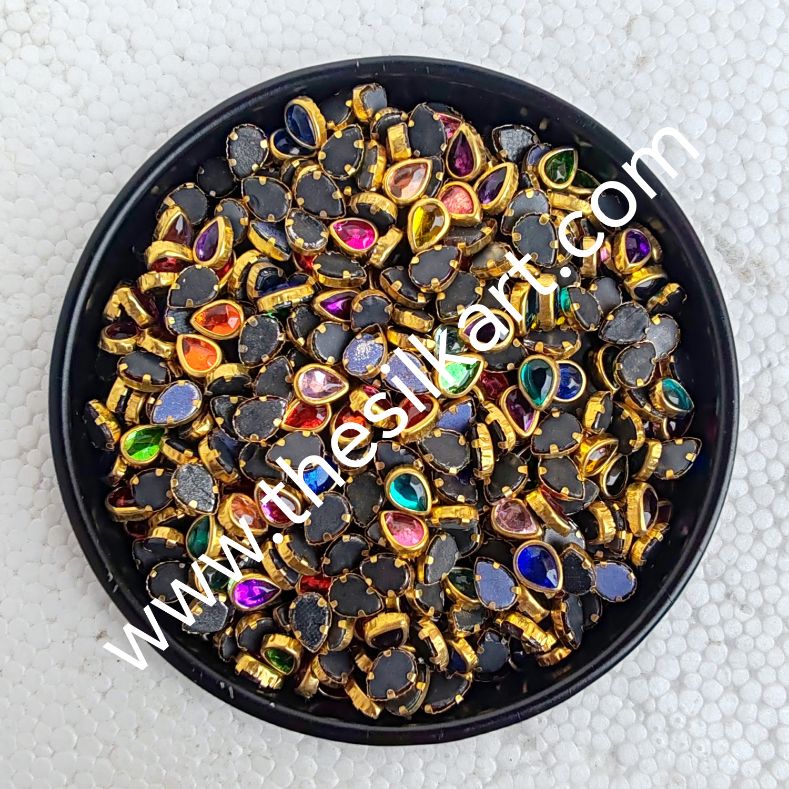 multicolour kundans-6k droup shape