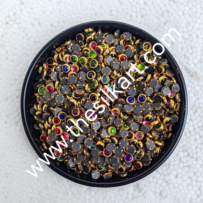 multicolour kundans-4mm round shape