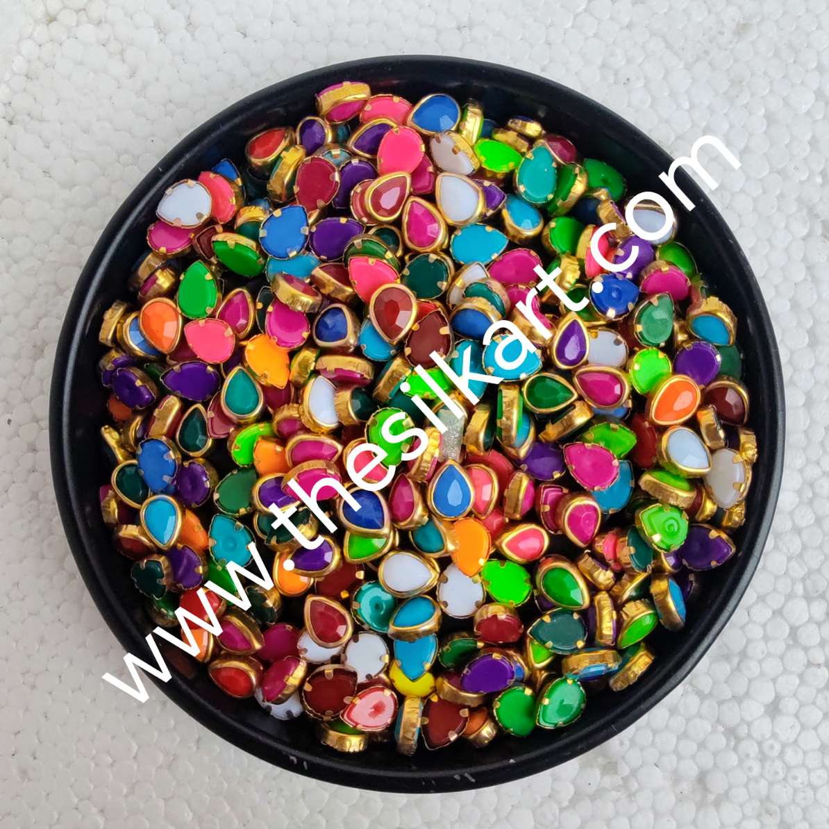 Multicolour Matt Kundans-6k droup shape