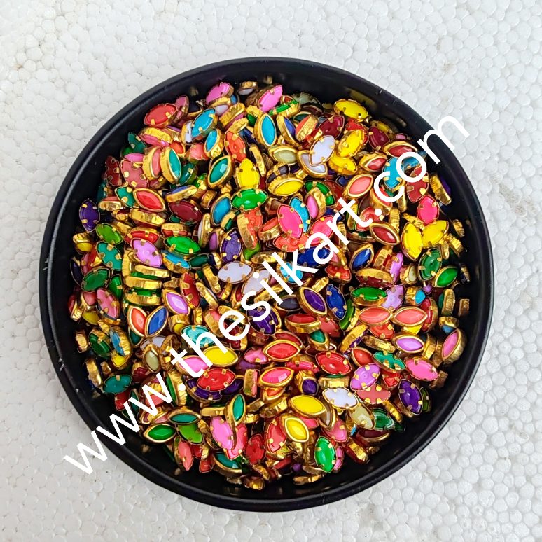 Multicolour Matt Kundans-6k eye shape