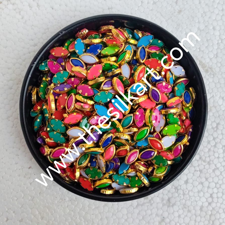 Multicolour Matt Kundans-8k eye shape