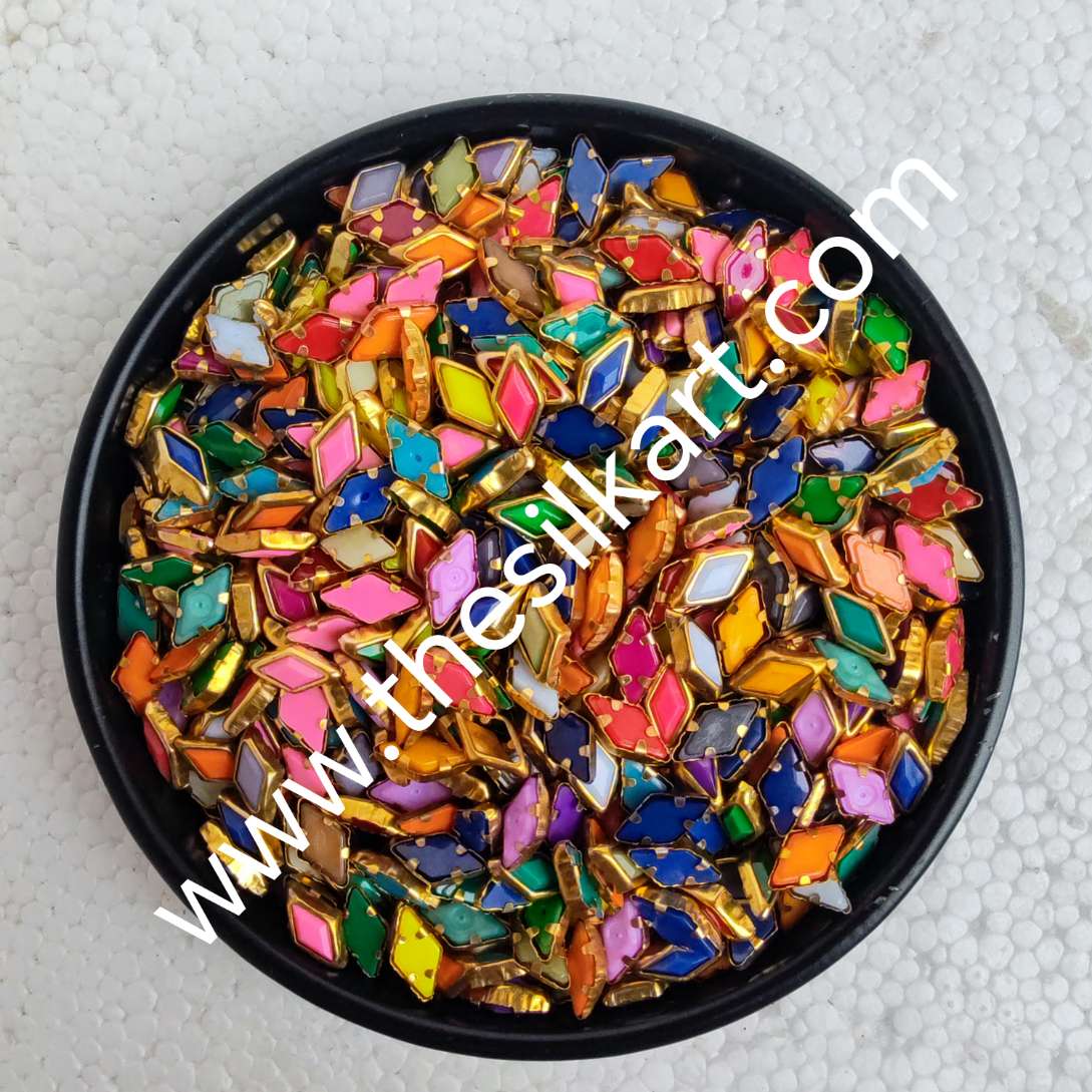 Multicolour Matt Kundans-Diamond shape