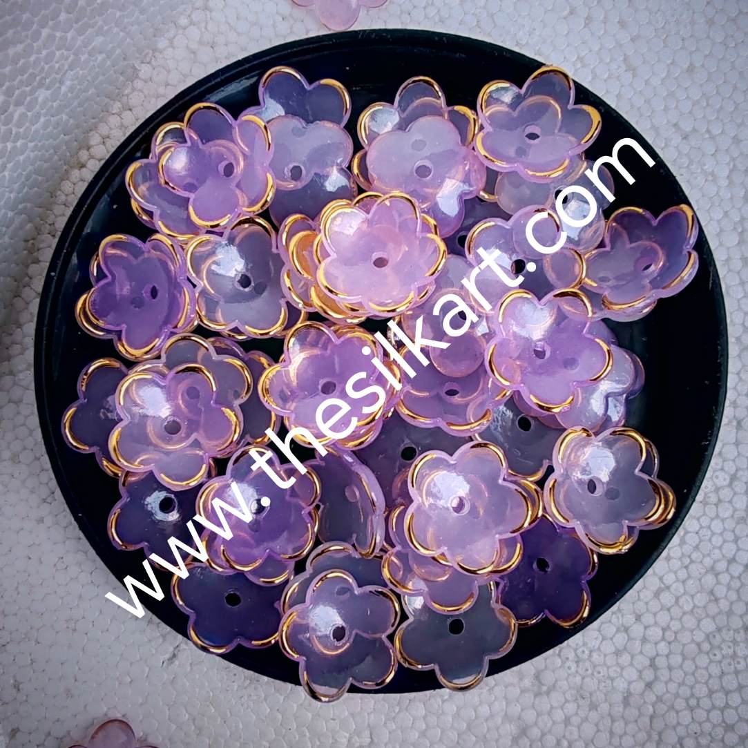 Lavender colour flower shape brooch shells
