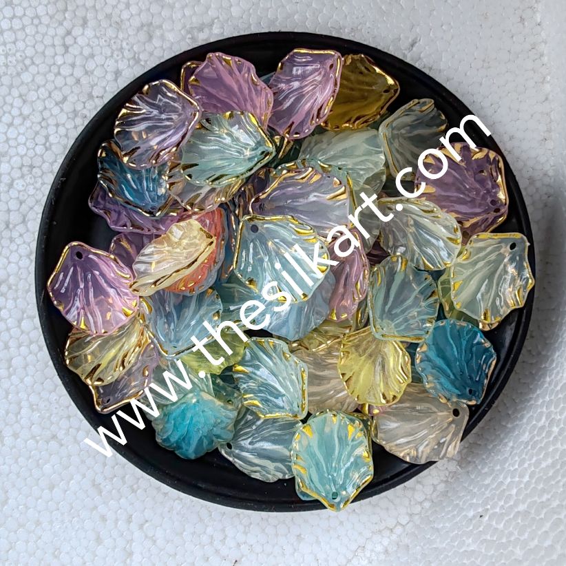 Leaf shape multi colour brooch shells