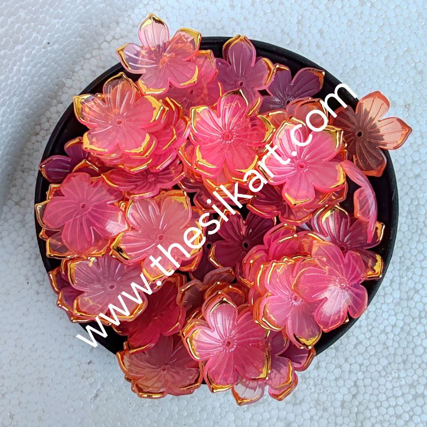 Red colour flower shape brooch shells
