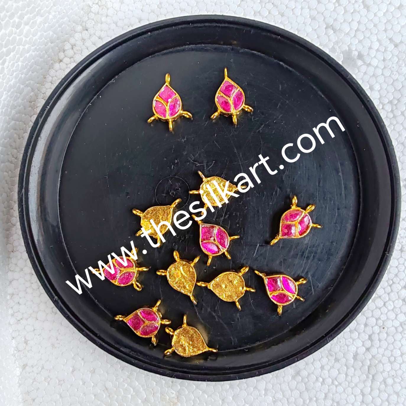 3 Jadav kundan pink drop with 4 connectors