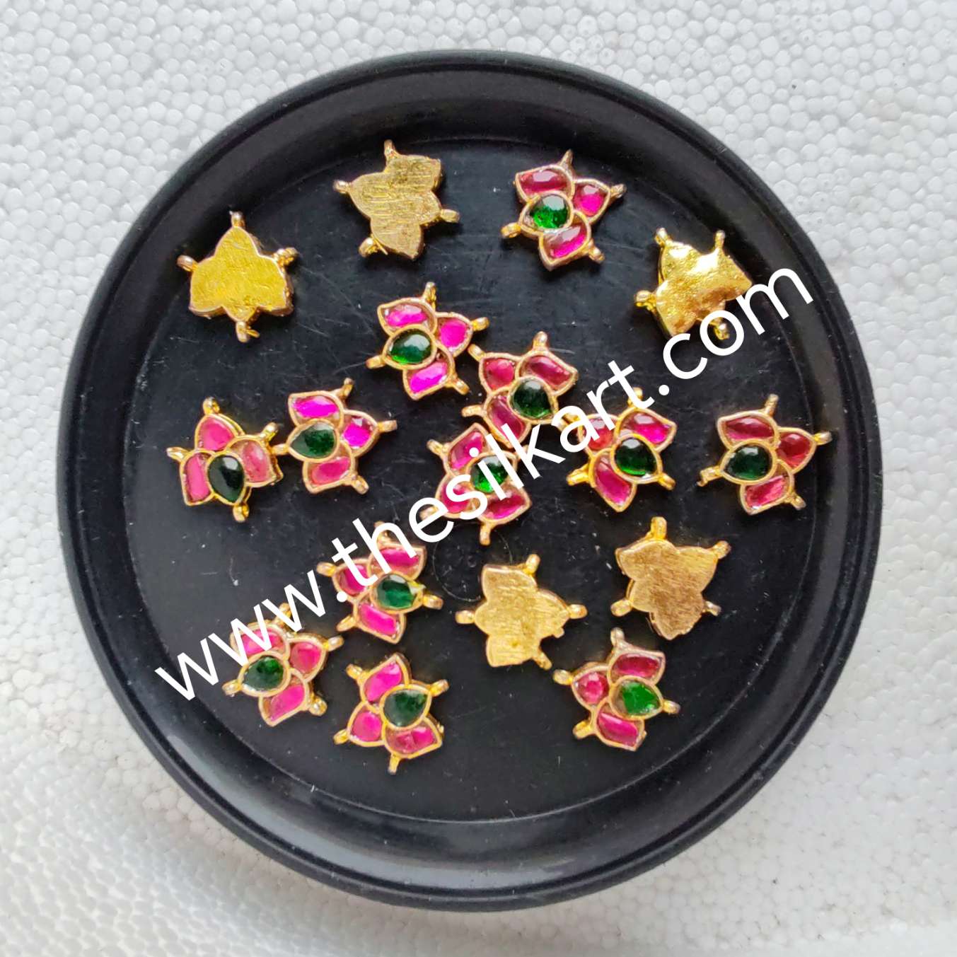 3 petal pink lotus jadav pendent with 4 connectors (2)