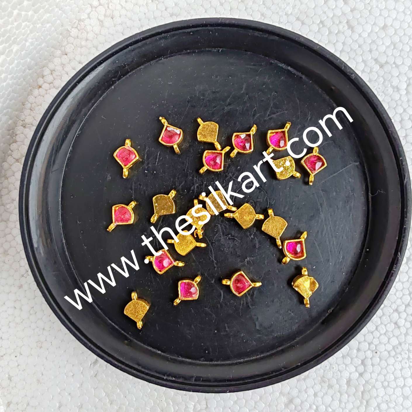 Pear shaped jadav pink kundan with 2 connectors