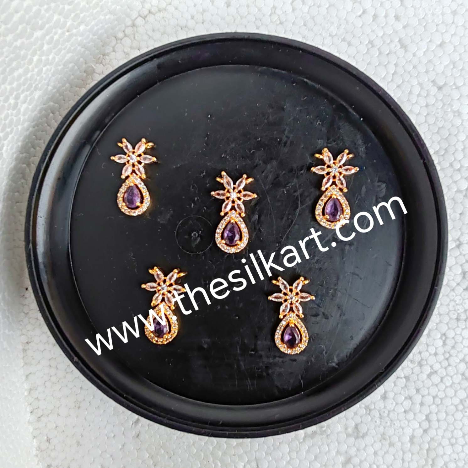 Drop with flower lockets-Cz stones