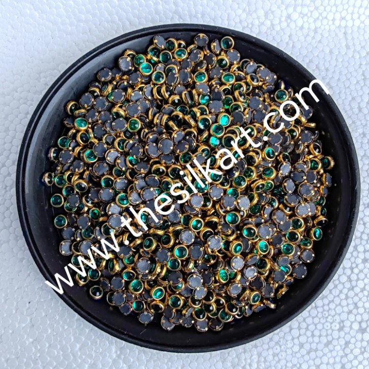 4mm round c green colour glossy kundans