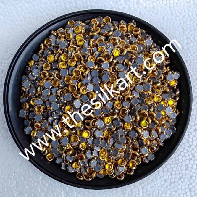 4mm round yellow colour  glossy kundans