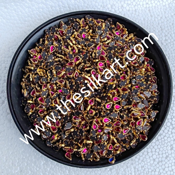 Tilakam shape dark pink glossy kundans