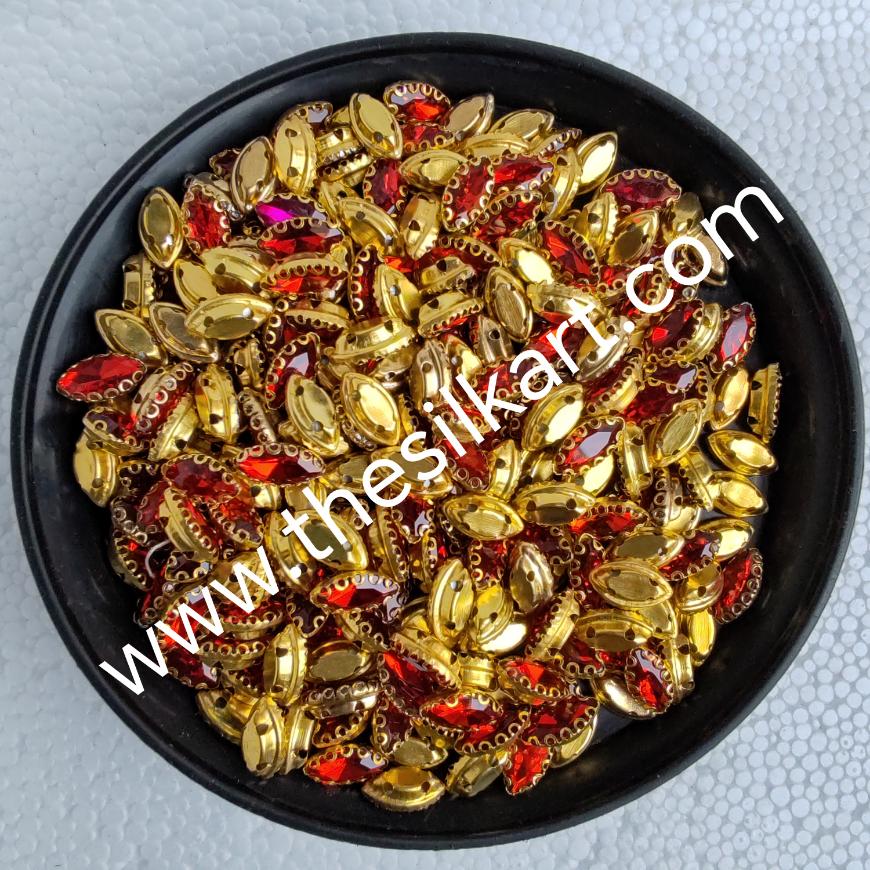 10*6 size eye shape red colour clipstones