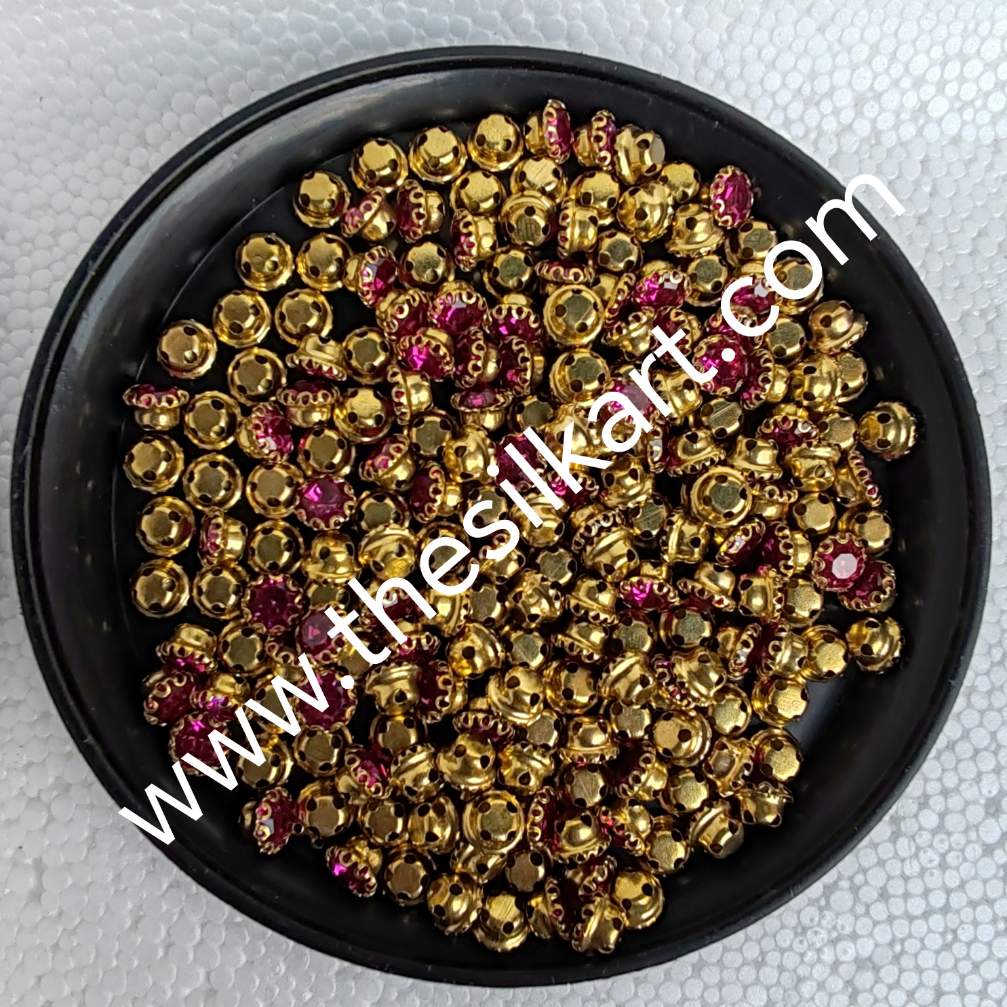6mm size round shape dark pink colour clipstones