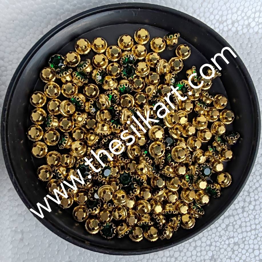 6mm size round shape dark green colour clipstones