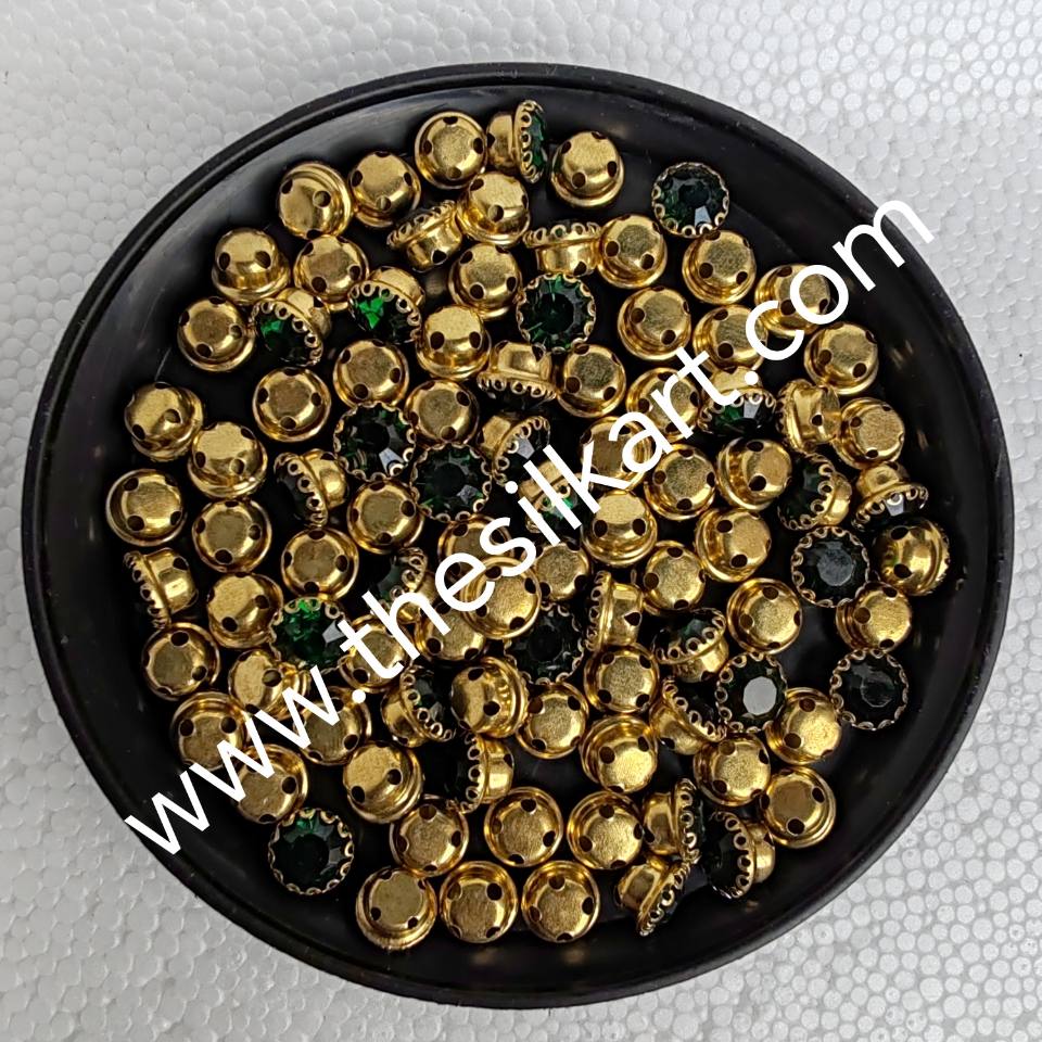 8mm size round shape dark green colour clip stones