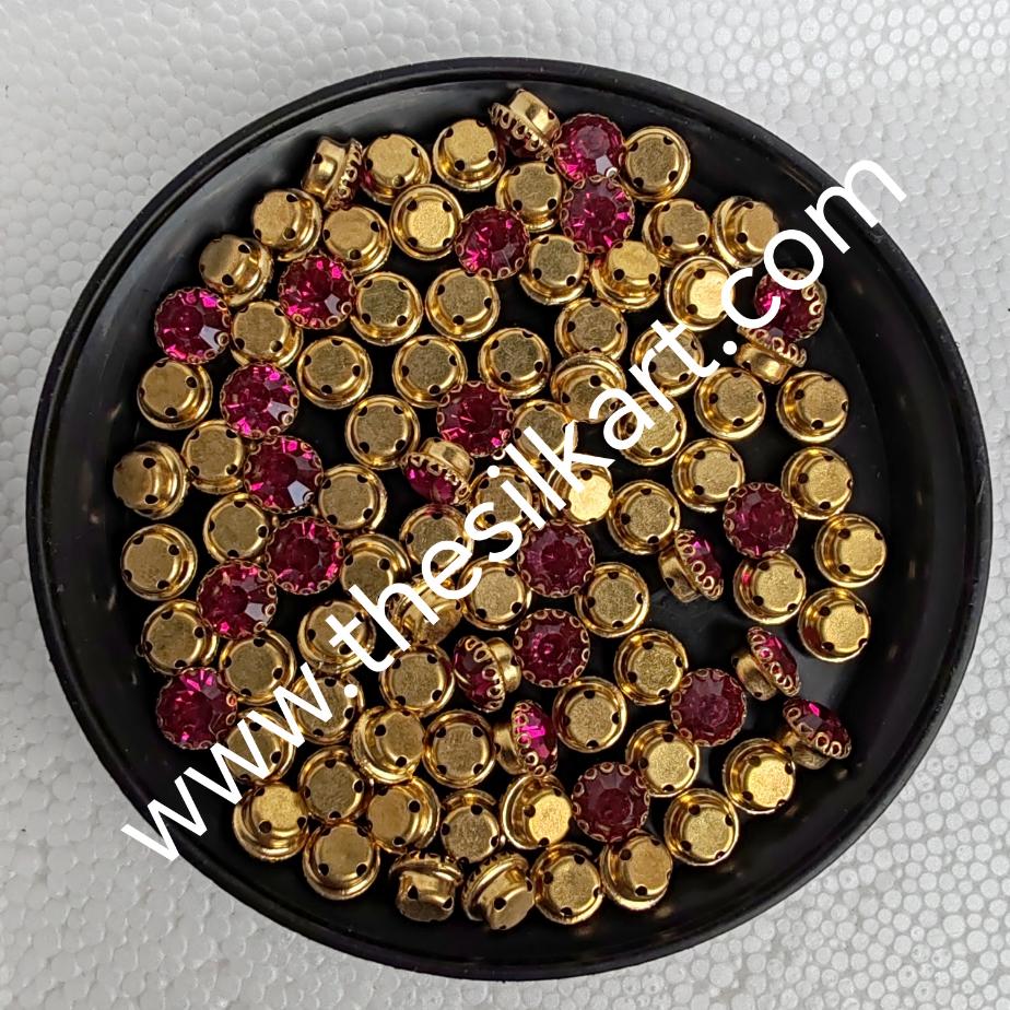 8mm size round shape dark pink colour clipstones