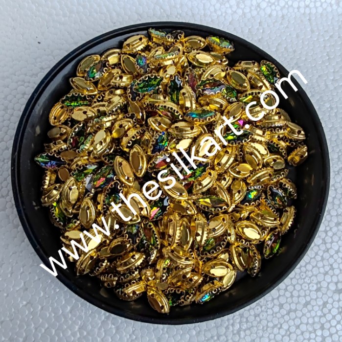10*6 size eye shape multi colour clipstones