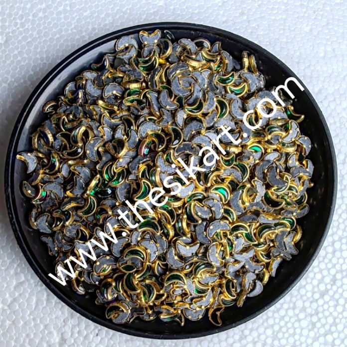dark green half moom glass kundans