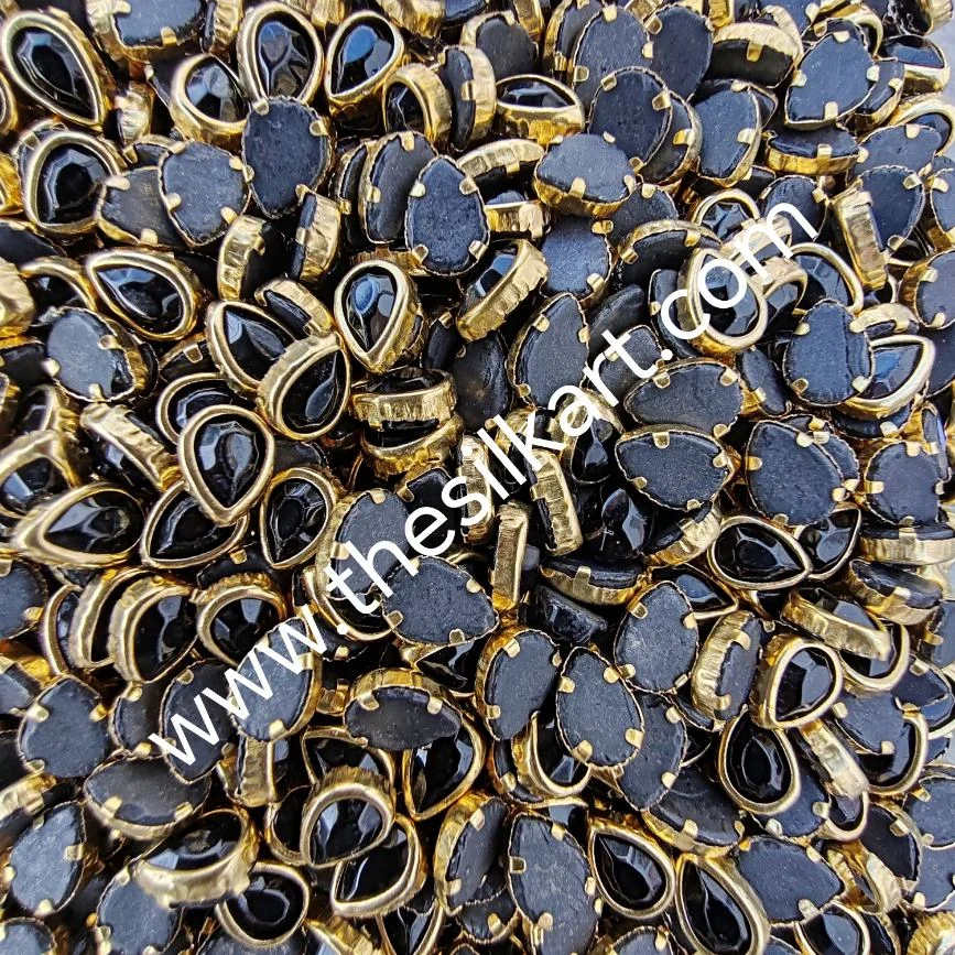6k drop shape black glossy kundans